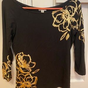 Cachè black with metallic floral sequin top
